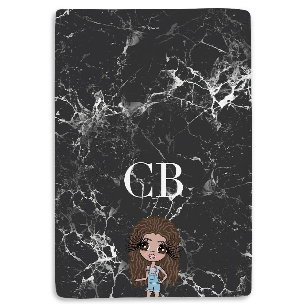 ClaireaBella Girls Lux Collection Black Marble Fleece Blanket