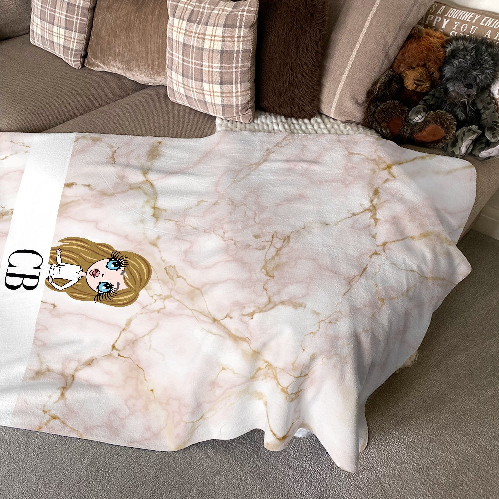 ClaireaBella Girls Lux Collection Pink Marble Fleece Blanket
