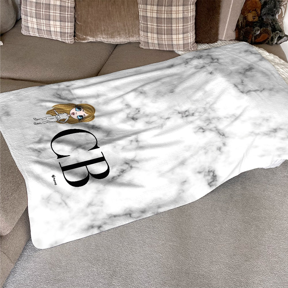 ClaireaBella Girls Lux Collection White Marble Fleece Blanket Toxic Fox