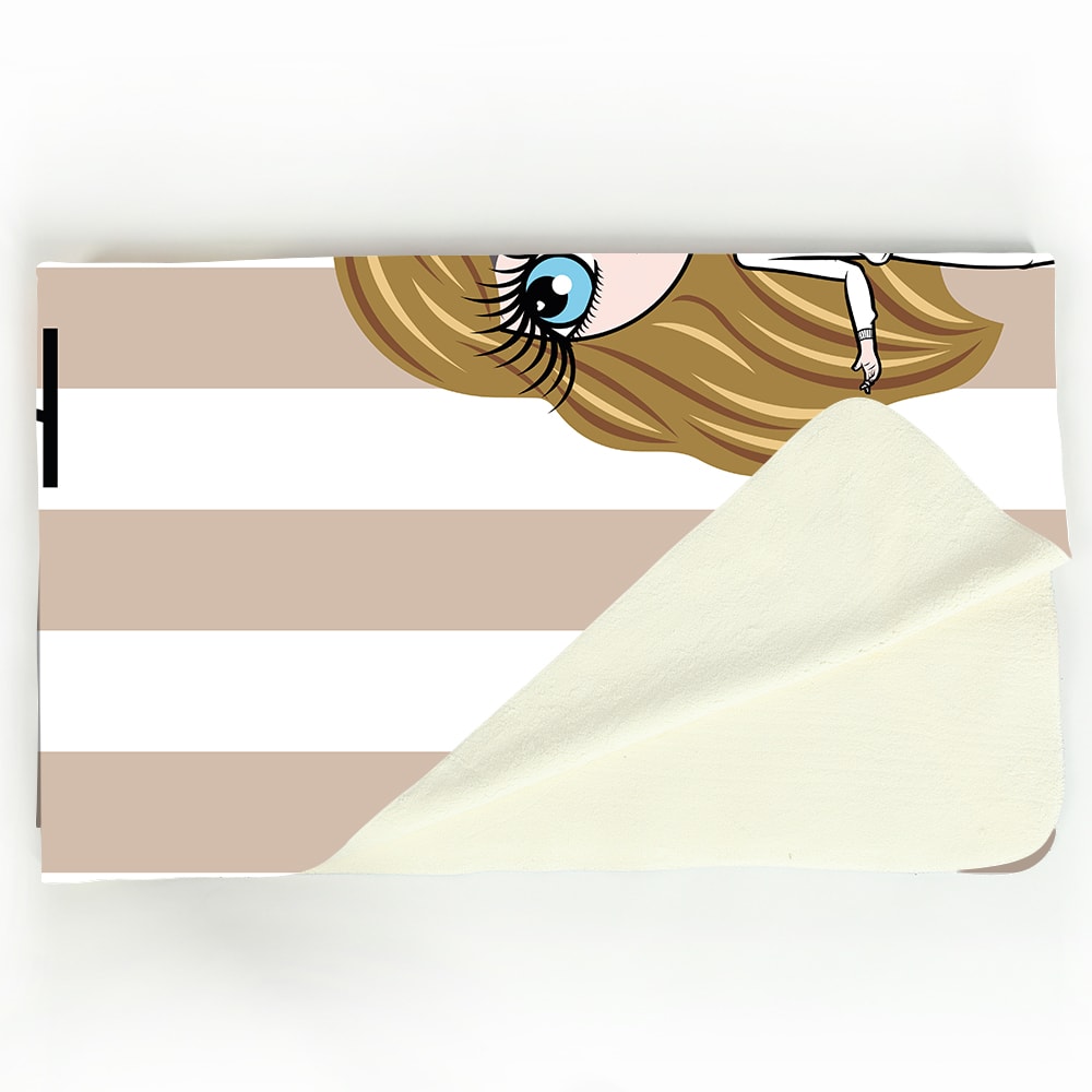 ClaireaBella Girls Lux Initial Stripe Fleece Blanket