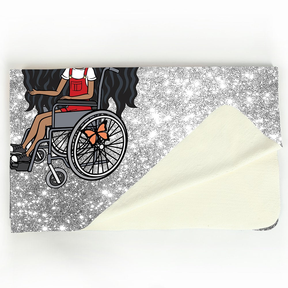 ClaireaBella Girls Silver Glitter Effect Wheelchair Fleece Blanket