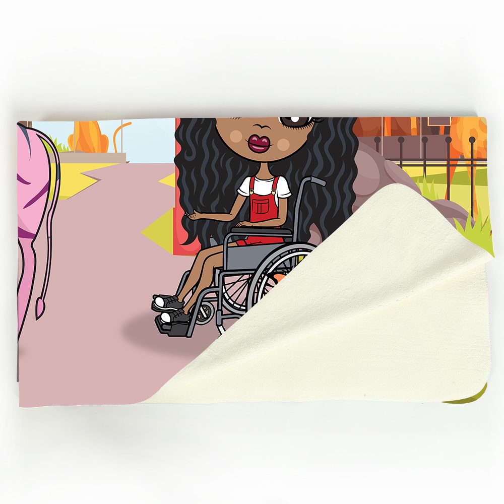 ClaireaBella Girls Zoo Wheelchair Fleece Blanket Toxic Fox