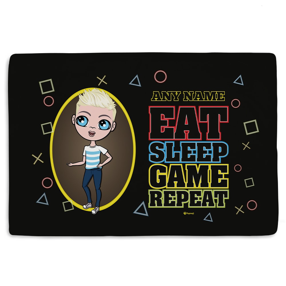 Jnr Boys Eat Sleep Game Repeat Fleece Blanket