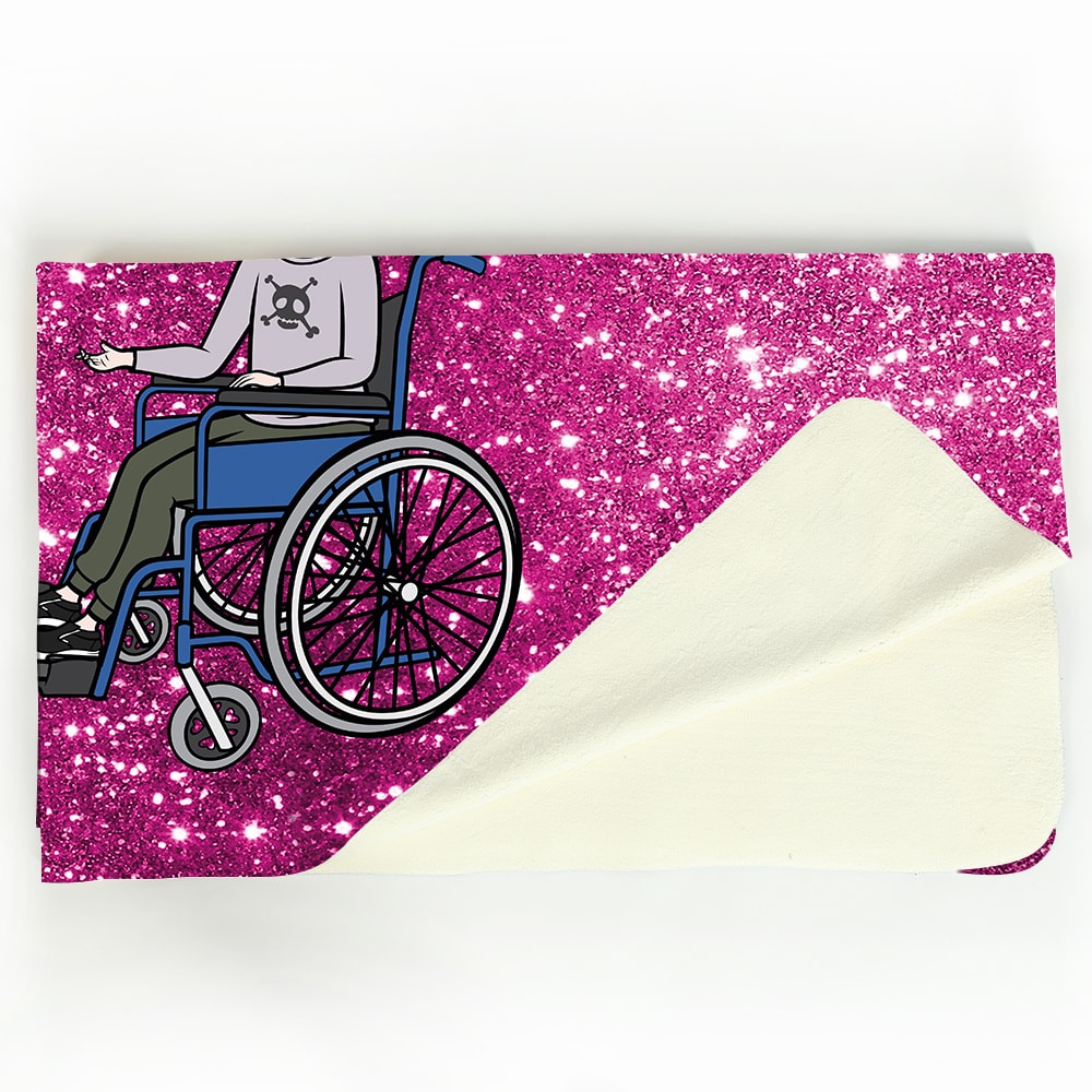 Jnr Boys Pink Glitter Effect Wheelchair Fleece Blanket