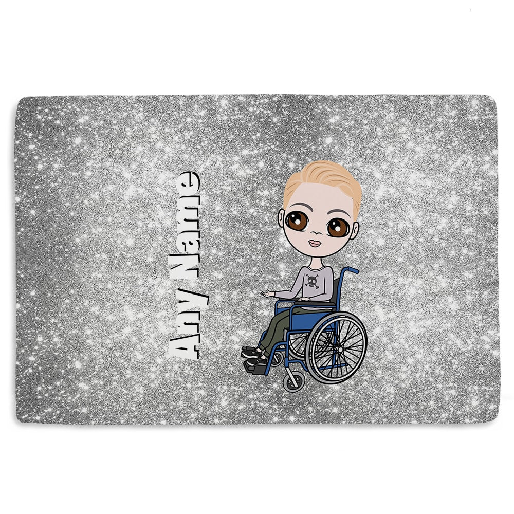 Jnr Boys Silver Glitter Effect Wheelchair Fleece Blanket