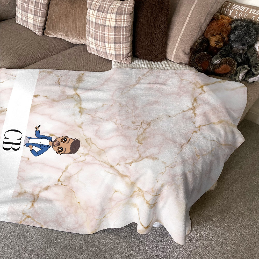MrCB Lux Collection Pink Marble Fleece Blanket