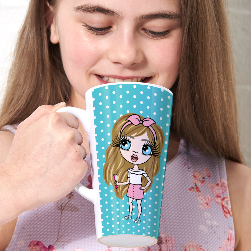 ClaireaBella Girls Blue Polka Dot Latte Mug