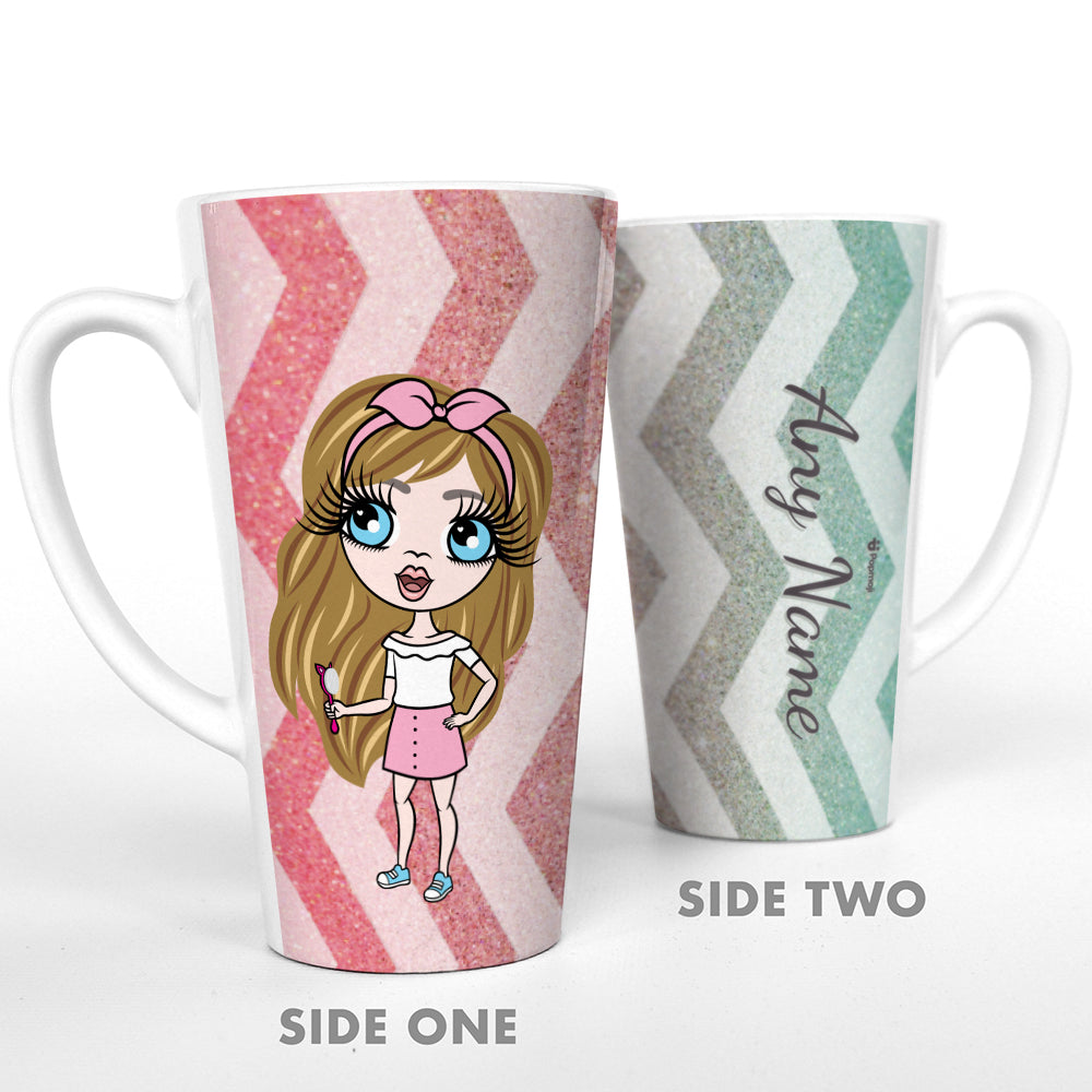 ClaireaBella Girls Zig Zag Sparkle Print Latte Mug