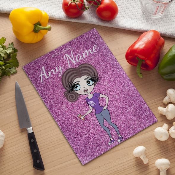 ClaireaBella Glass Chopping Board - Pink Glitter - Image 1