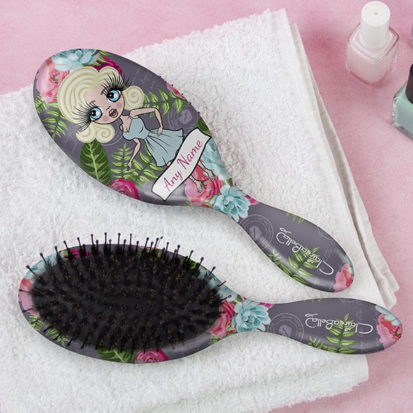 ClaireaBella Grey Floral Hair Brush - Image 1