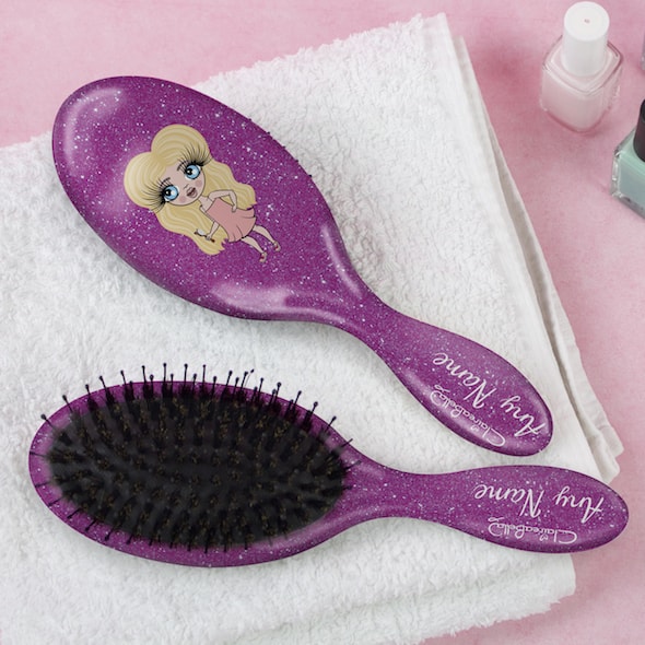 ClaireaBella Girls Pink Glitter Effect Hair Brush - Image 1