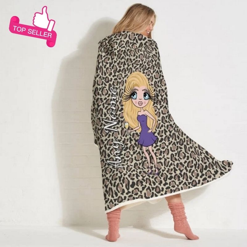 ClaireaBella Leopard Print Hooded Blanket