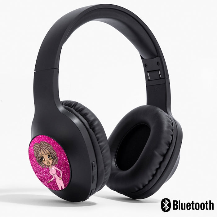 ClaireaBella Pink Glitter Effect Personalised Wireless Headphones - Image 1