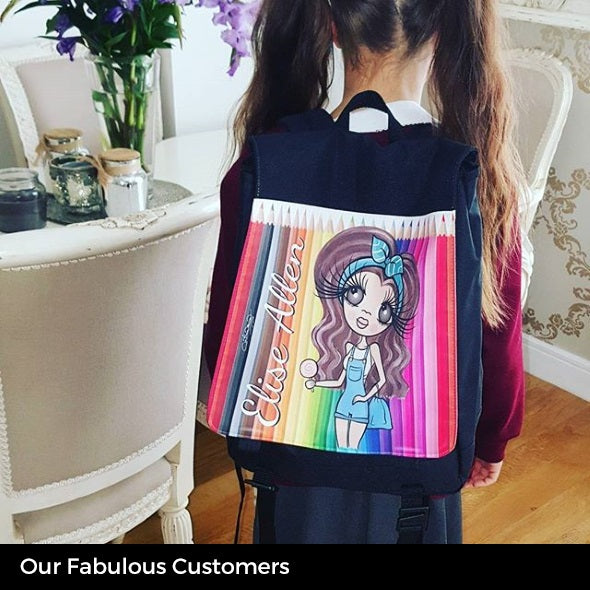 ClaireaBella Girls Coloured Pencils Large Backpack - Image 7