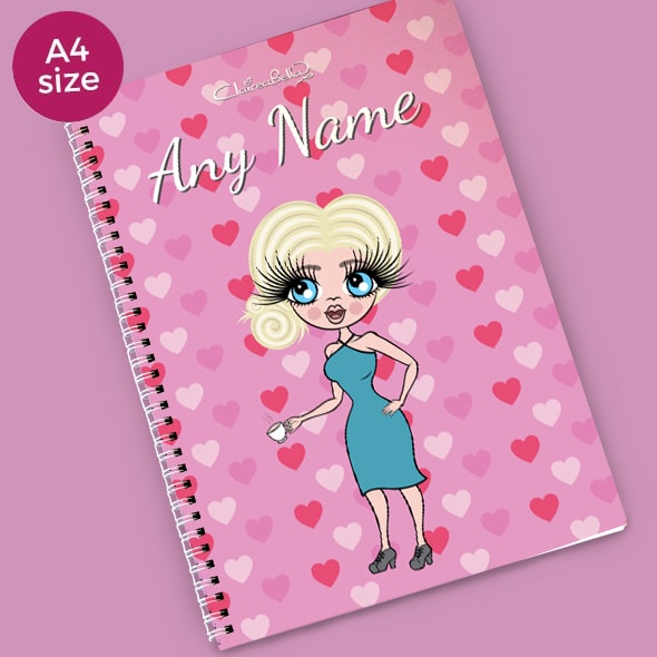 ClaireaBella Heart Print A4 Softback Notebook - Image 1