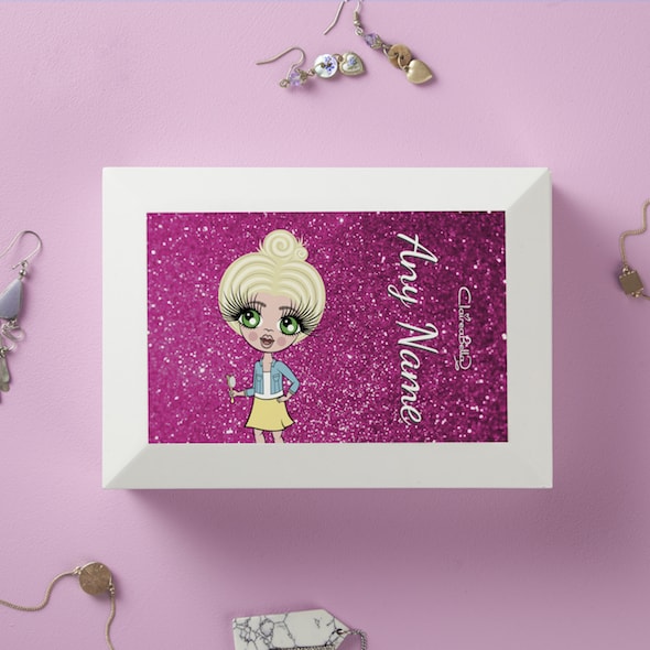 ClaireaBella Girls Pink Glitter Jewellery Box - Image 1