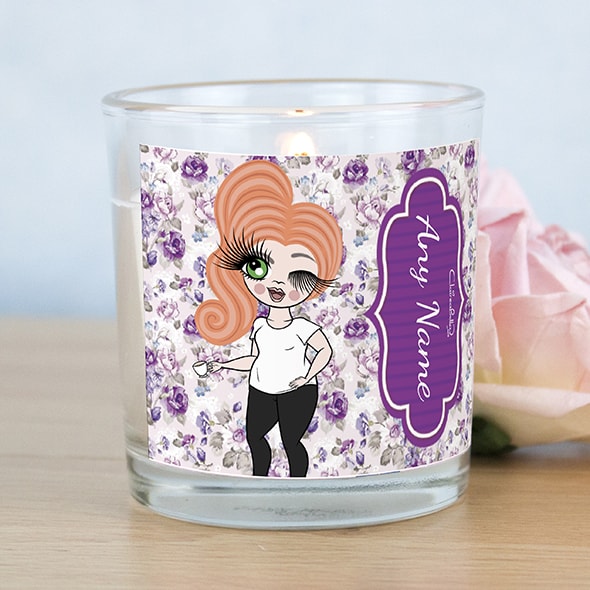 ClaireaBella Violet Rose Print Scented Candle - Image 1