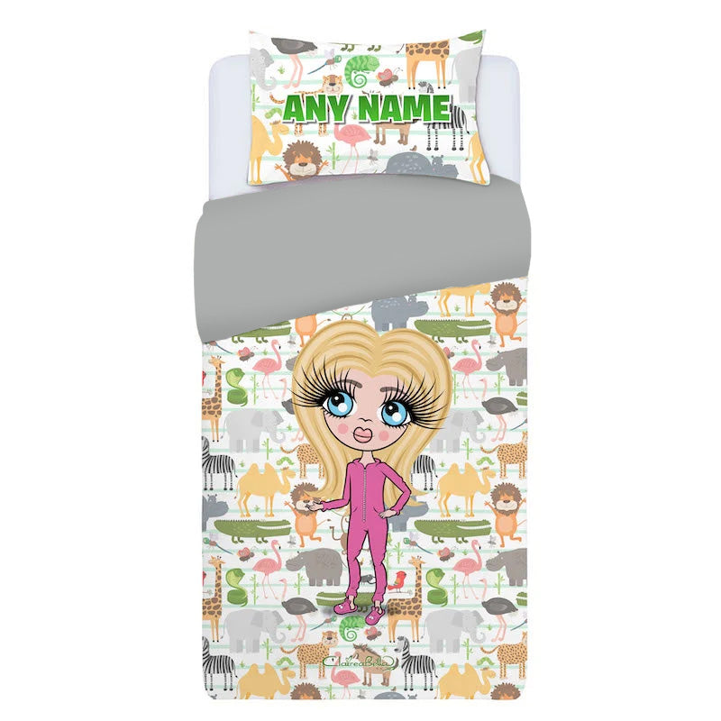 ClaireaBella Girls Personalised Animal Print Bedding