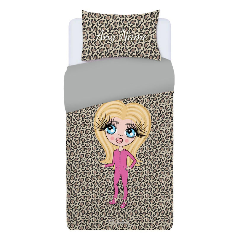 ClaireaBella Girls Personalised Leopard Print Bedding