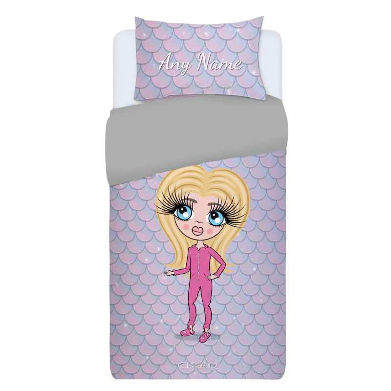 ClaireaBella Girls Personalised Mermaid Glitter Effect Bedding