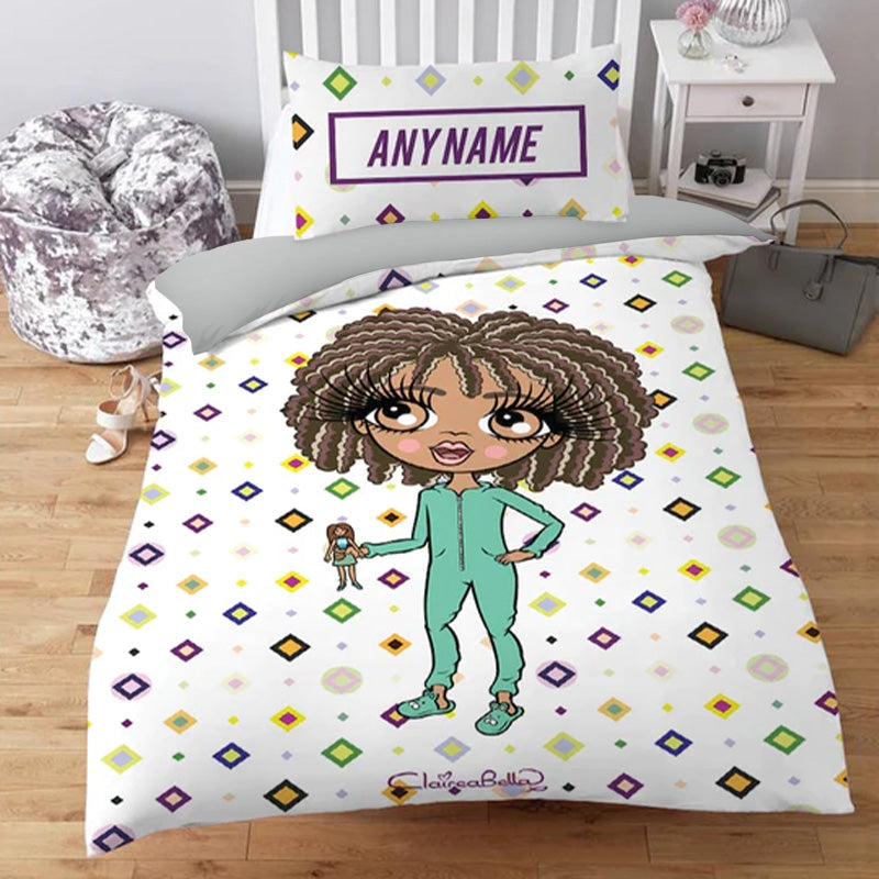 ClaireaBella Girls Personalised White Pattern Bedding