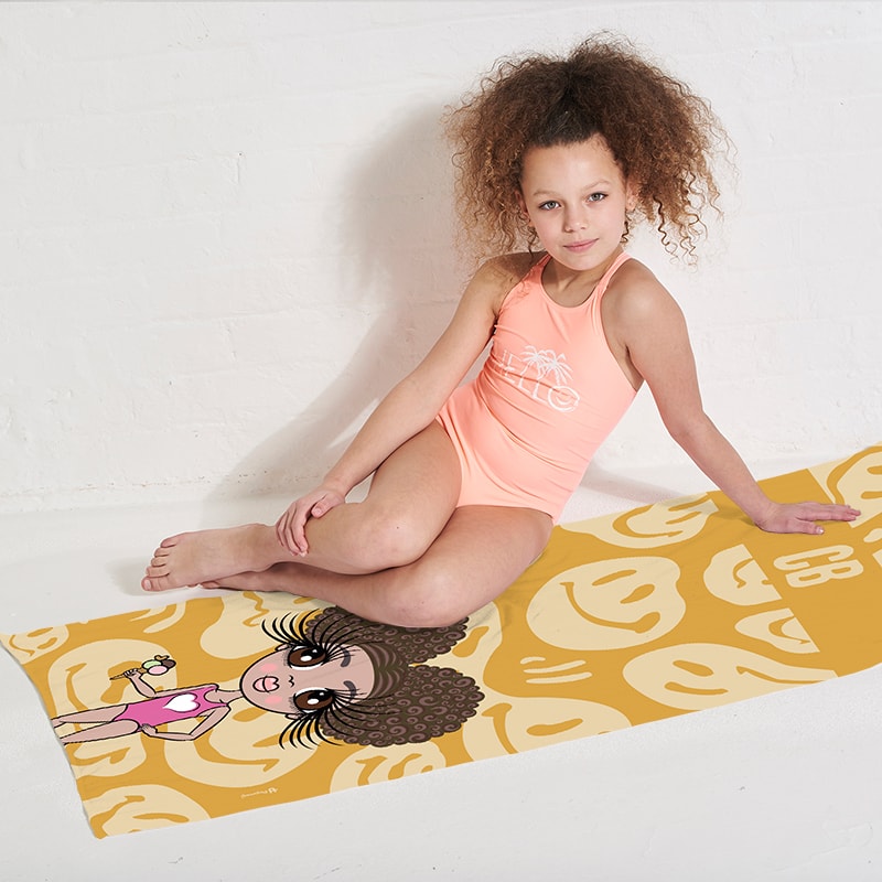 ClaireaBella Girls Personalised Repeat Smile Beach Towel