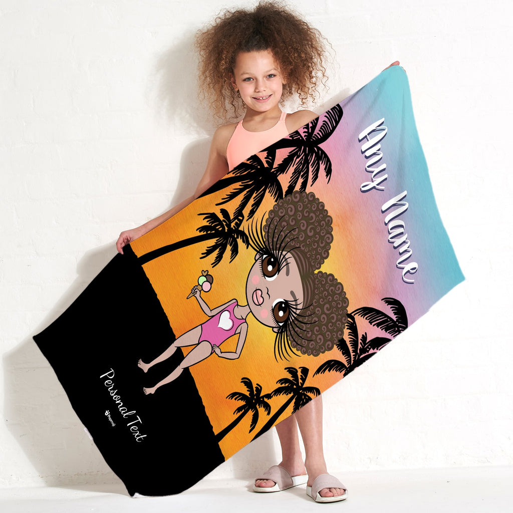 ClaireaBella Girls Tropical Sunset Beach Towel