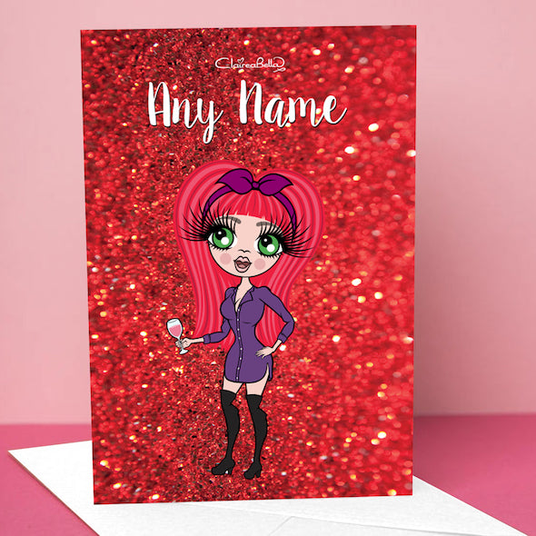 ClaireaBella Romantic Glitter Effect Greetings Card - Image 1