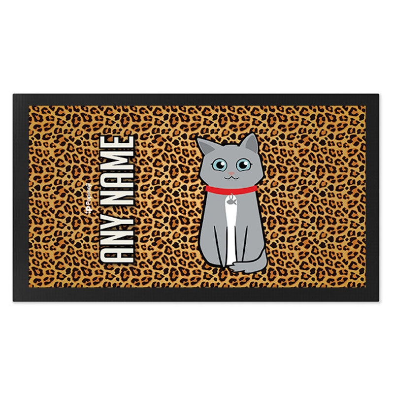 Personalised Cat Leopard Print Pet Mat - Image 2