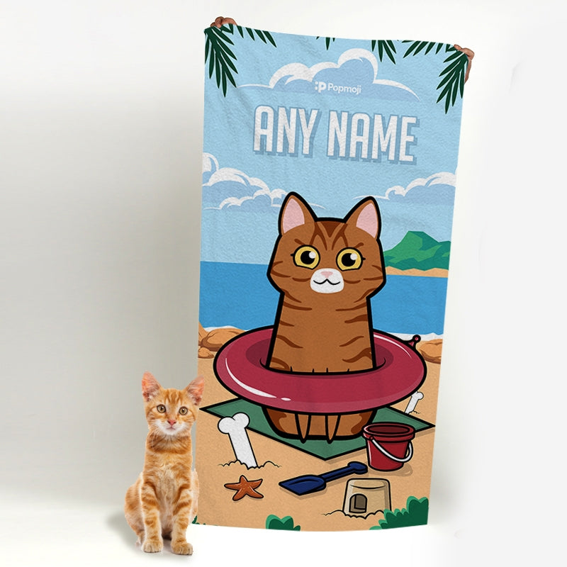 Personalised Cat Beach Fun Beach Towel - Image 2