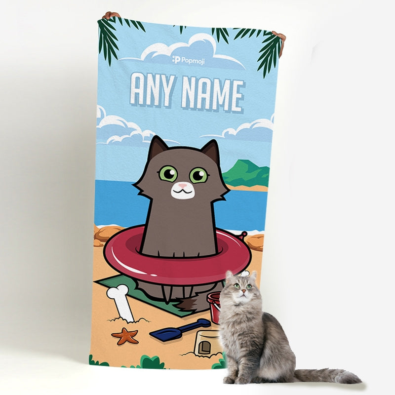 Personalised Cat Beach Fun Beach Towel - Image 3