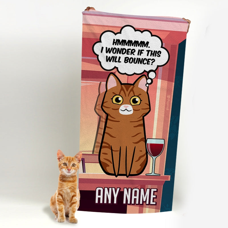 Personalised Cat Bounce Beach Towel - Image 1