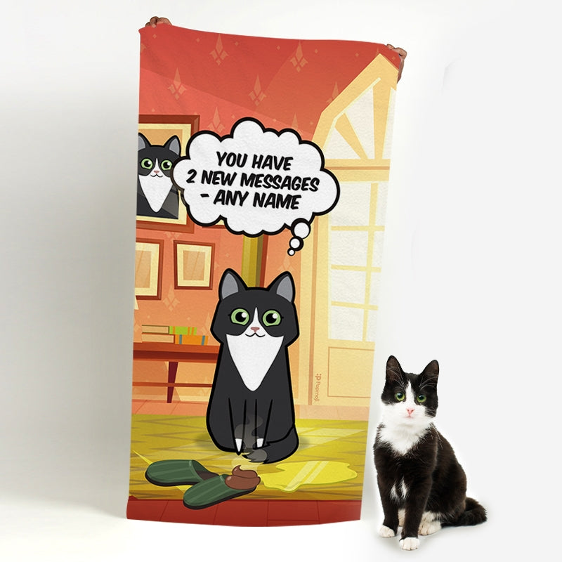 Personalised Cat New Messages Beach Towel - Image 2