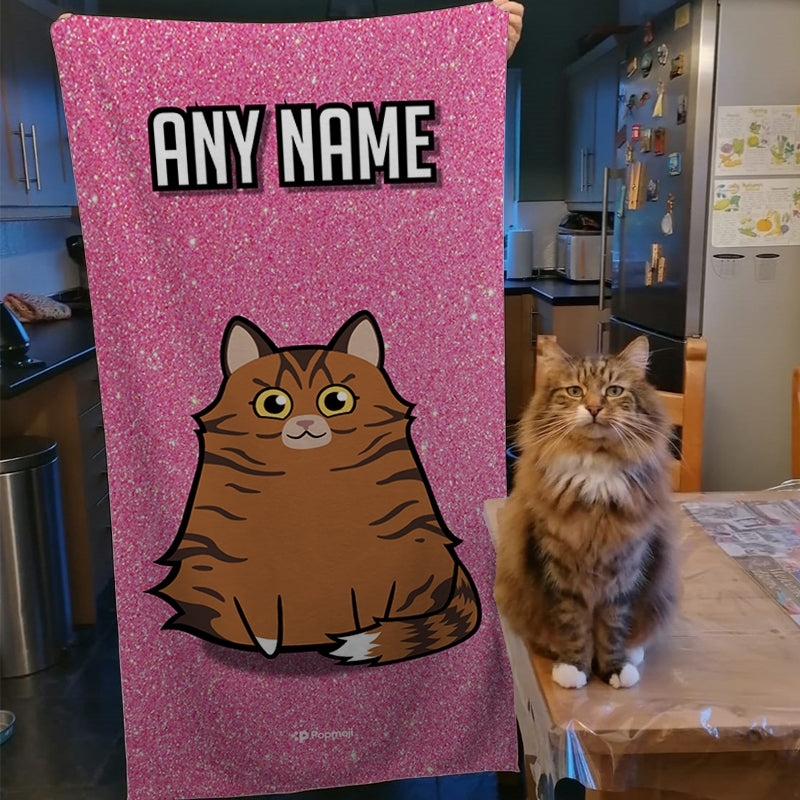 Personalised Cat Pink Glitter Bath Towel - Image 3