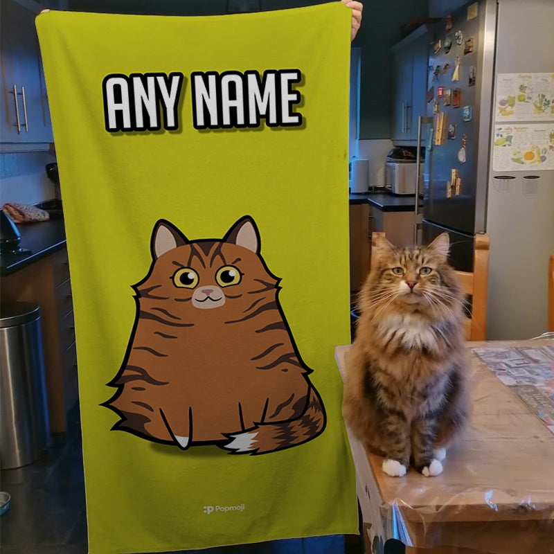 Personalised Cat Yellow Beach Towel - Image 2