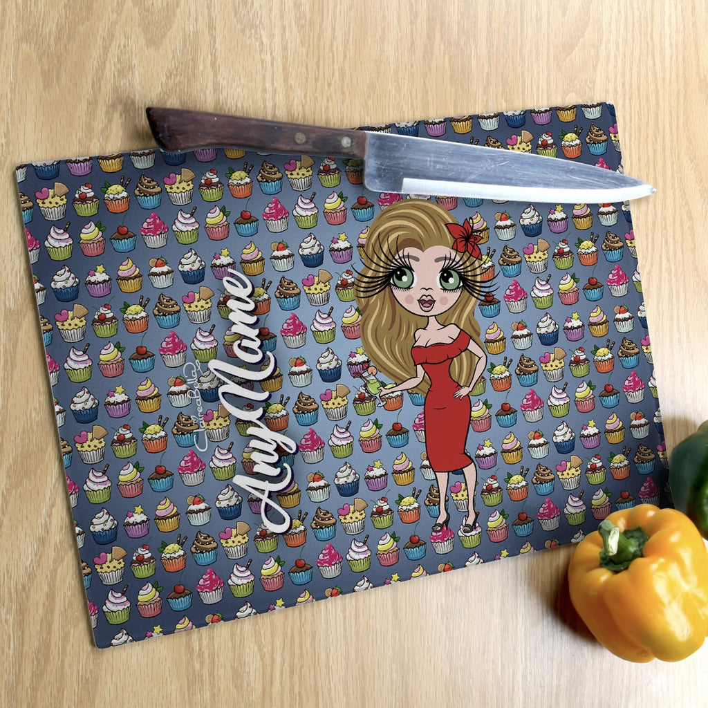 ClaireaBella Landscape Glass Chopping Board - Cupcakes - Image 4