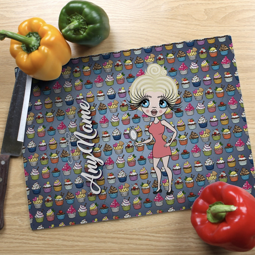 ClaireaBella Landscape Glass Chopping Board - Cupcakes - Image 1