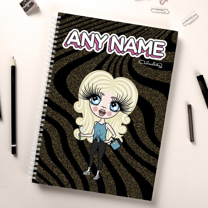 ClaireaBella Girls Glitter Effect Stripes Notebook - Image 1