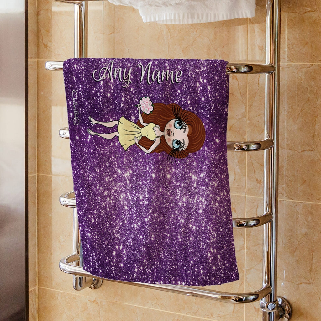 ClaireaBella Purple Glitter Effect Hand Towel - Image 1