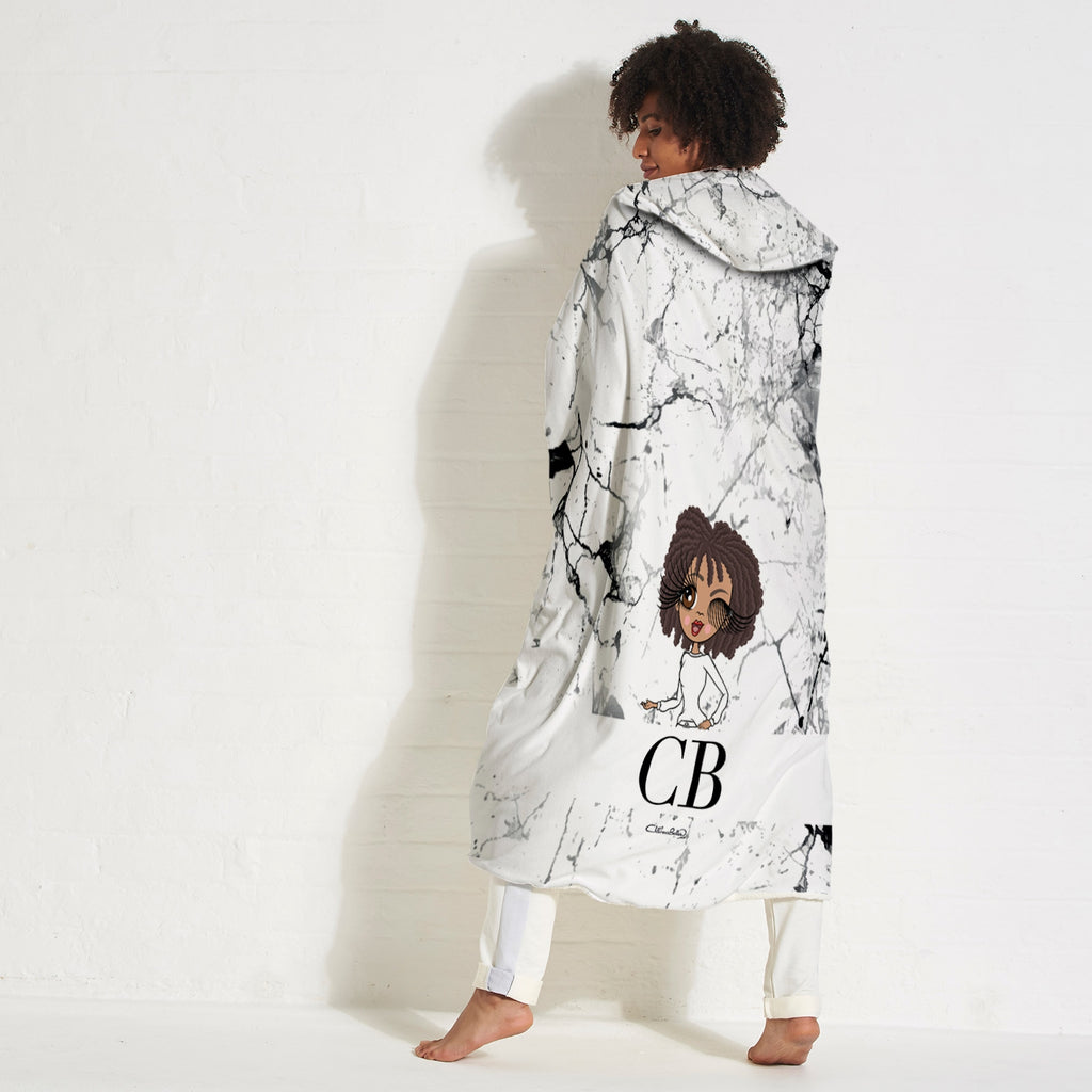 ClaireaBella Lux Collection Black and White Marble Hooded Blanket - Image 7