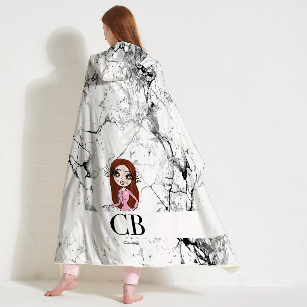ClaireaBella Lux Collection Black and White Marble Hooded Blanket - Image 5
