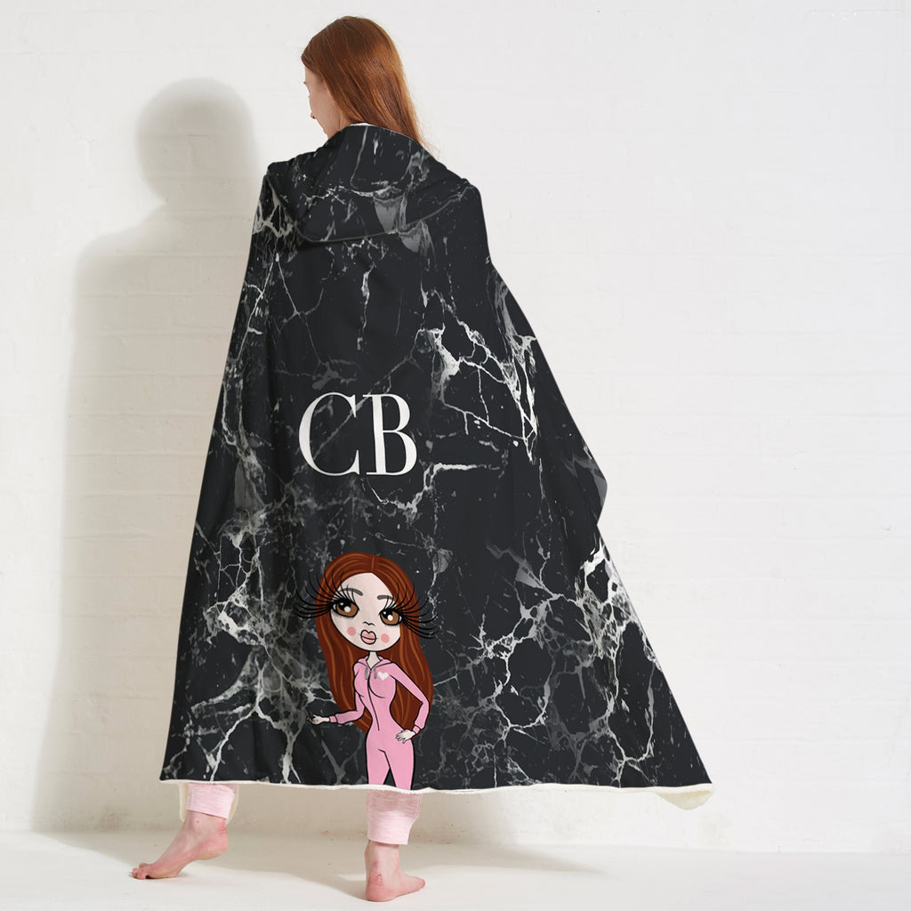 ClaireaBella Lux Collection Black Marble Hooded Blanket - Image 2