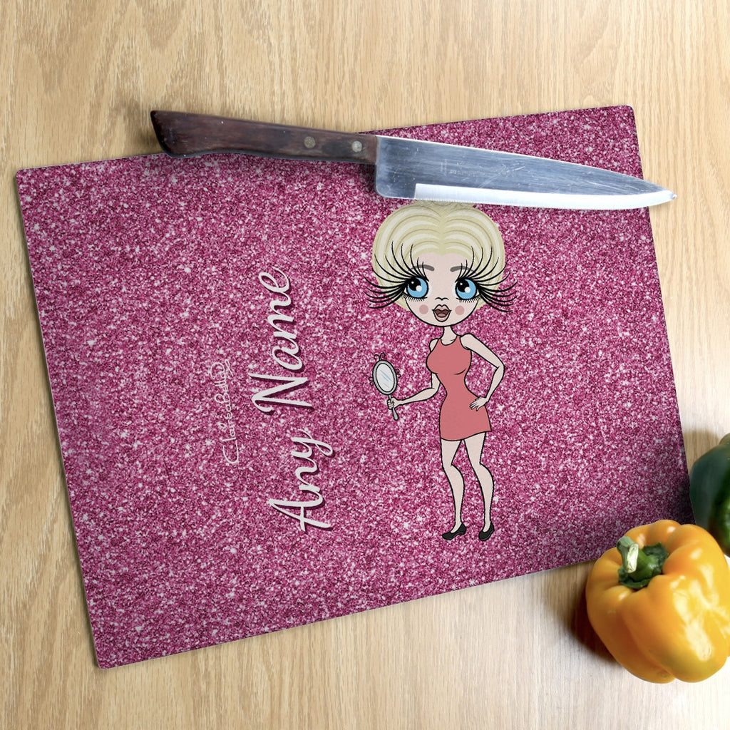 ClaireaBella Landscape Glass Chopping Board - Pink Glitter Effect - Image 5