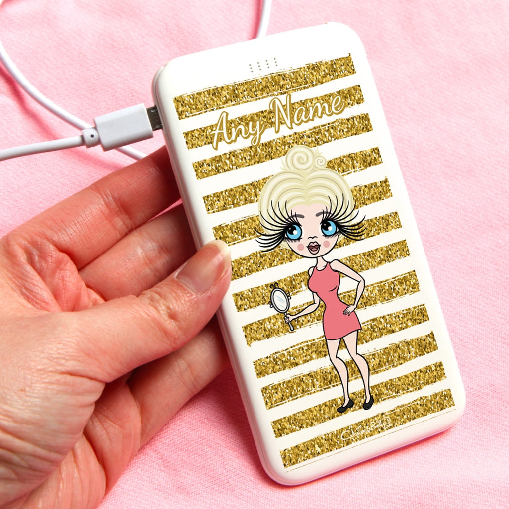 ClaireaBella Glitter Stripes Portable Power Bank - Image 1