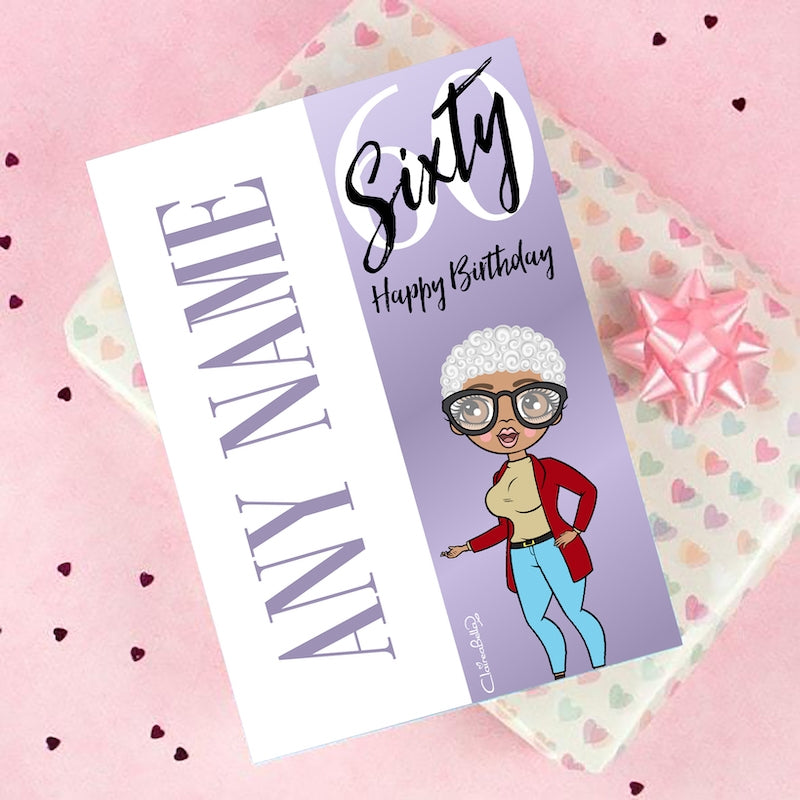 ClaireaBella Glitter Stripe 60th Birthday Card - Image 1