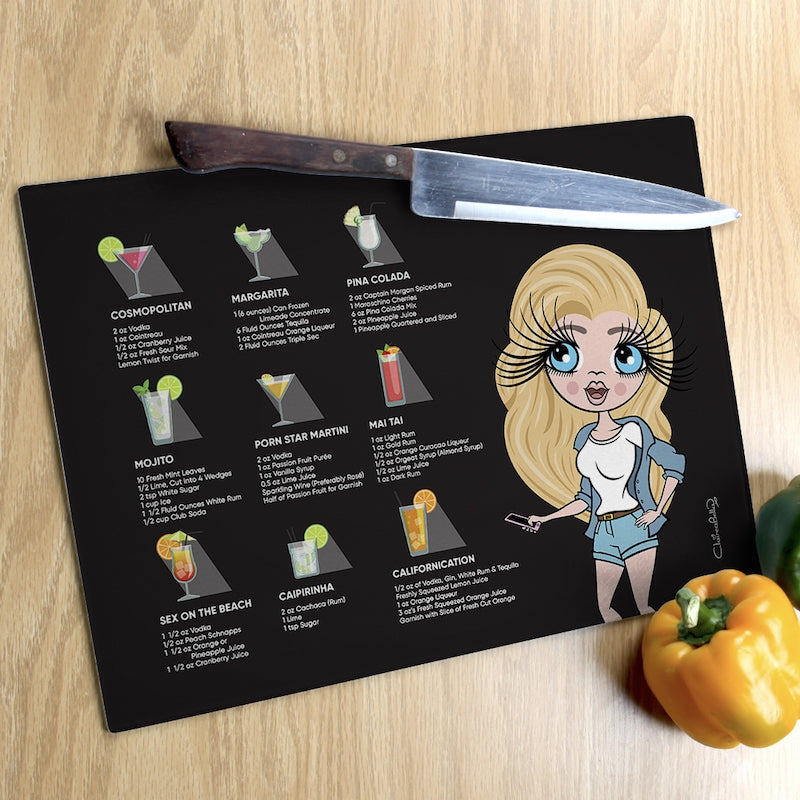 ClaireaBella Glass Chopping Board - Cocktail Recipes Black - Image 2