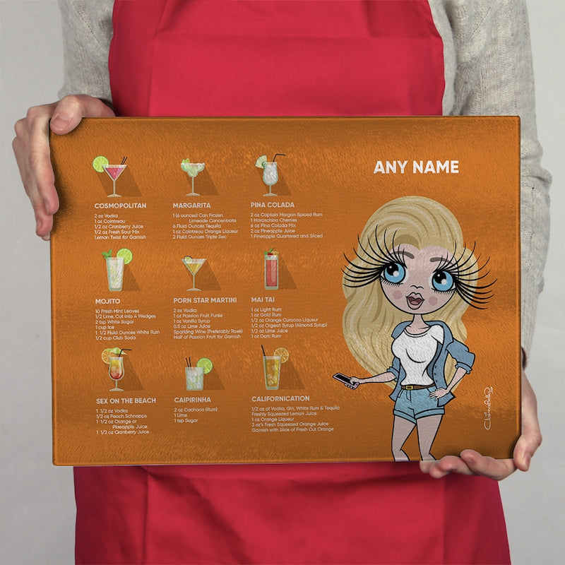 ClaireaBella Glass Chopping Board - Cocktail Recipes Orange - Image 3