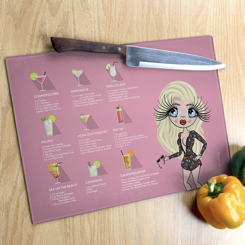 ClaireaBella Glass Chopping Board - Cocktail Recipes Pink - Image 2