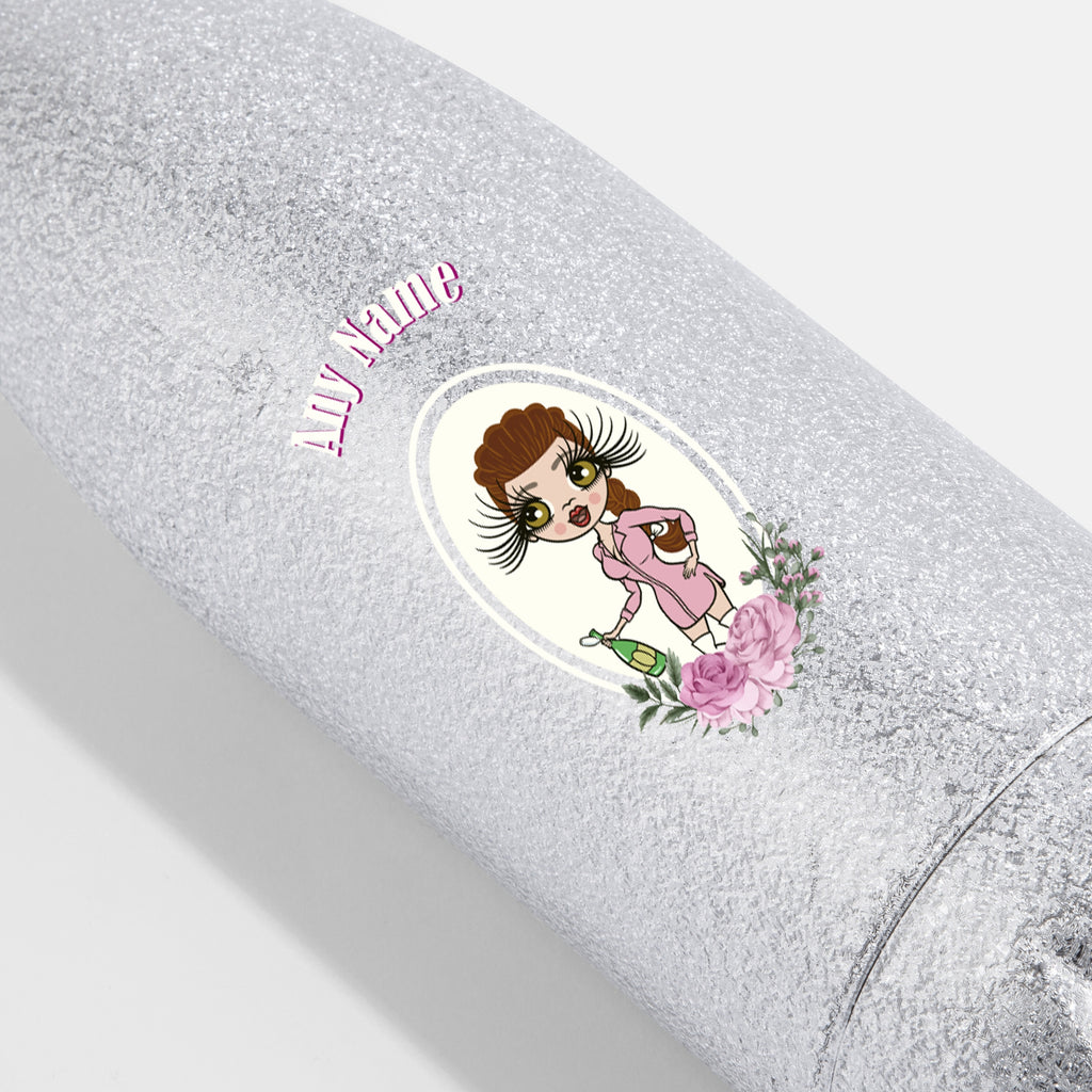 ClaireaBella Silver Glitter Water Bottle Flowers - Image 2