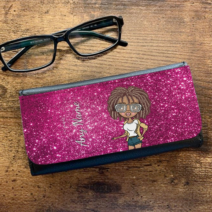 ClaireaBella Personalised Pink Glitter Glasses Case - Image 1
